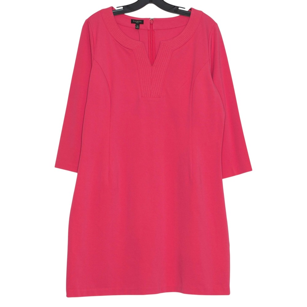 NWT Talbots 3/4 Sleeve Dress Ponte Knit Career Office Business Casual Pink 14P